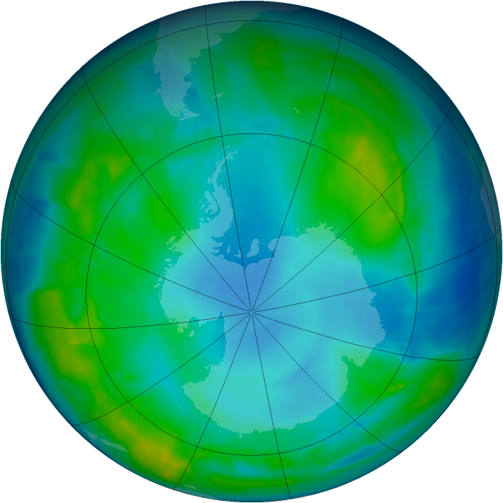 Antarctic ozone map for 11 May 2015
